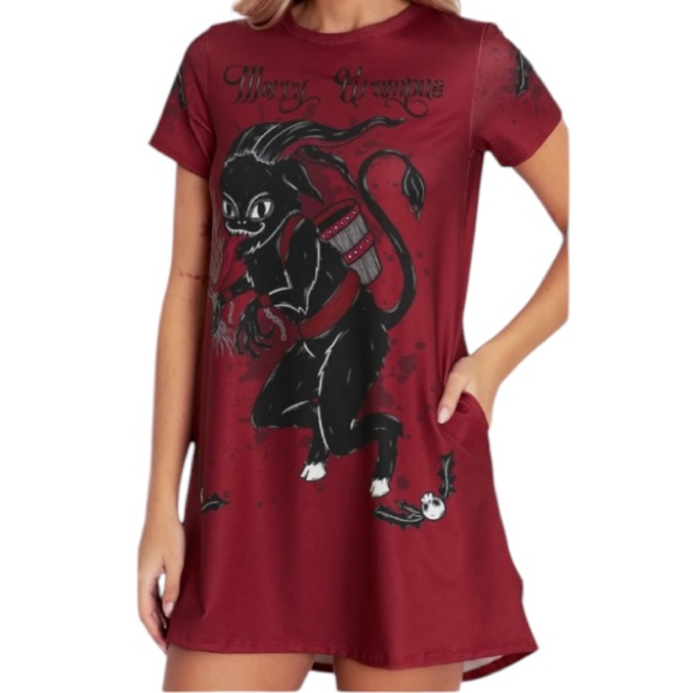 NWOT Blackmilk Merry Krampus Swing Tee Dress ~ LIMITED Size Small